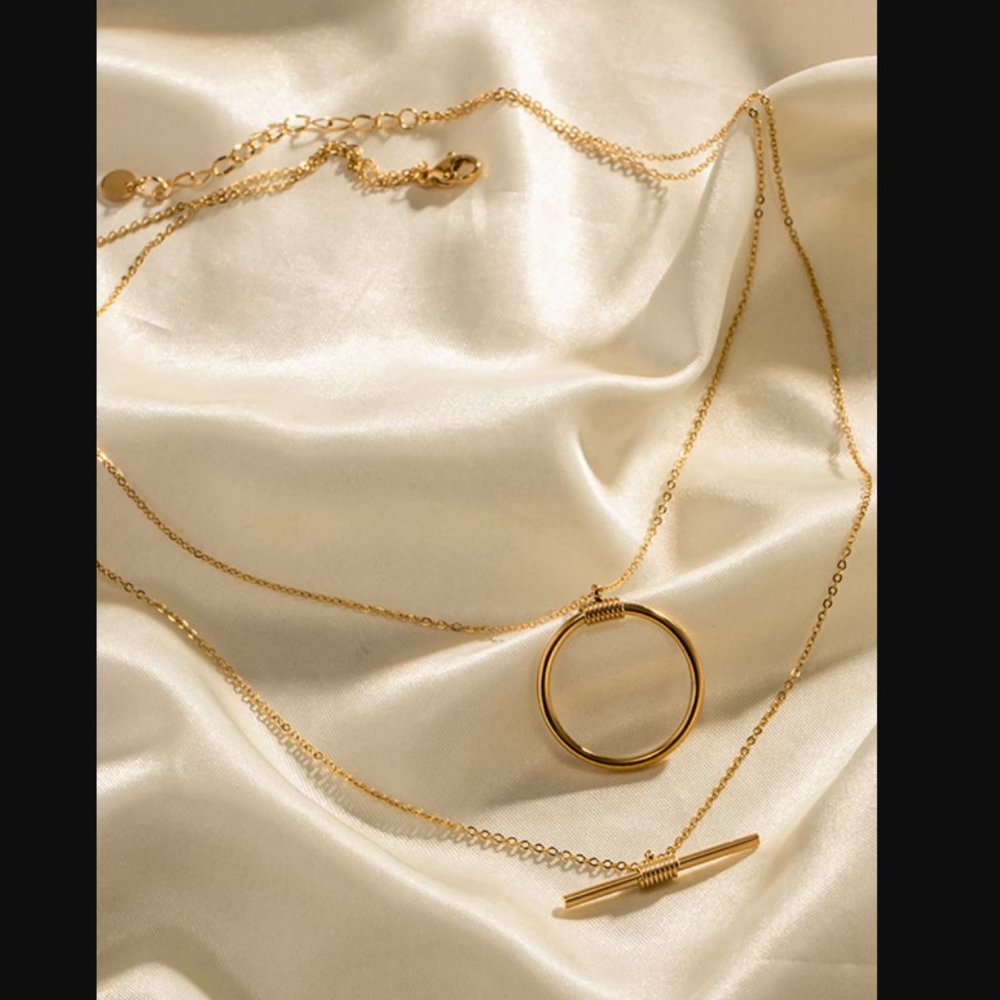 🌟NEW, CHIC** - Double-Layered Stainless Steel Necklace | OFFERS WELCOME! - Picture 3 of 5